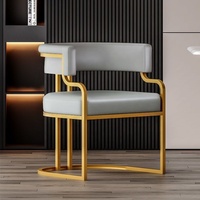 Chaise de salle à manger en cuir PU, cadre en métal doré, fauteuil capitonné, sièges modernes pour restaurant et hôtel