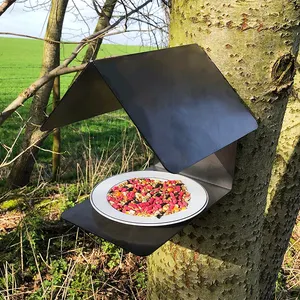 Estación de alimentación de aves JH-Mech a prueba de sol y lluvia con dos bandejas de alimentación Alimentador de pájaros de metal con recubrimiento de polvo azul