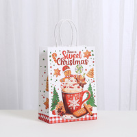 Sac cadeau rectangulaire personnalisable en papier kraft avec logo estampé or, poignée intégrée, impression offset pour anniversaire et Noël