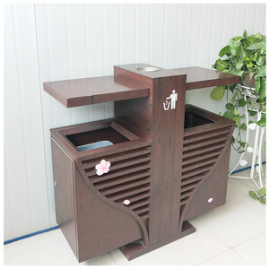 Contenedor de Basura para Exteriores con Acabado Madera, 100x40x95cm, con Encimera, para Áreas Turísticas y Uso Inmobiliario - Product Image 1