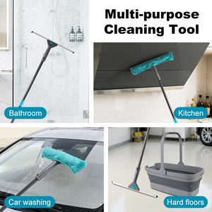 <span class=keywords><strong>Raclette</strong></span> de douche télescopique flexible en caoutchouc de 142 cm pour portes, sols, fenêtres, nettoyage d'eau, ensemble seau et <span class=keywords><strong>raclette</strong></span> pour vitres - Product Image 2