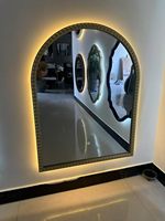 Cermin Rias Pintar Lampu LED Layar Sentuh Dapat Diredupkan Tiga Warna Pencahayaan Lensa Aluminium untuk Salon Apartemen Kamar Mandi Meja Rias