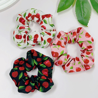 Élastiques à Cheveux Fruités Imprimés Cerise Fraise, Chouchous Mignons pour Femmes et Filles