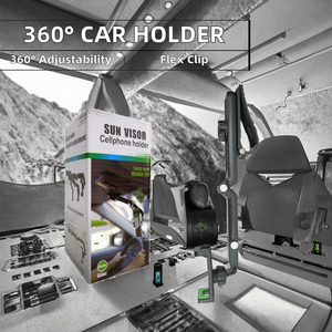 Support universel pare-soleil de voiture 360° première génération avec pince de téléphone portable flexible et réglable - Product Image 2