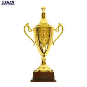 Grand trophée en métal doré Elor avec base en bois pour les événements sportifs des élèves des écoles Prix élégant souvenir d'honneur - Product Image 4