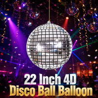 Ballon sphérique disco 4D BLN de 22 pouces, en feuille métallisée, argenté, doré, coloré, effet miroir, Mylar, Globos, pour anniversaires, mariages, bars, scènes, fêtes