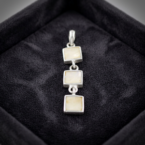 Pendentif carré à trois pierres en coquillage Art Palace, en argent 925, breloque géométrique minimaliste, unisexe, pour usage quotidien, cadeau - Product Image 4