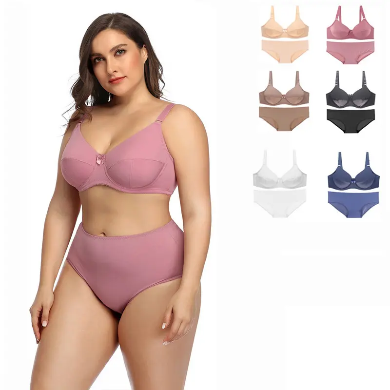 JL027 Set Bra Ukuran Plus untuk Wanita, Set Bra dan Celana Dalam Cangkir Tipis Ukuran Besar 2 Potong, Set Bra Mulus & Celana Dalam, Set Bra Ukuran Plus untuk Wanita