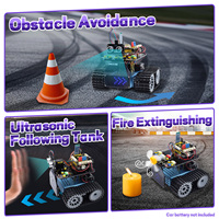 Robot Char V3.1 Éducatif STEM Nouvellement Amélioré avec Fonction de Suivi de Ligne et d'Extinction d'Incendie, Mini Robot Char Chenillé V3.1