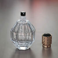 Flacon de Cologne en cristal de 100 ml, flacon de parfum en verre facetté avec bouchon en treillis or rose
