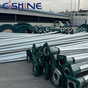 עמוד תאורת רחוב מסחרי סולארי מפלדה מגולוונת, בצורת מתומן/חרוטי, בגובה 9 מטר, עם זרוע אחת/זוג זרועות, מתוצרת מפעל מקצועי. - Product Image 3