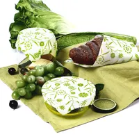 FDA  Eco-friendly sustainable washable organic cotton reusable pure beeswax wrap set