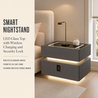 Table de chevet intelligente, chargement sans fil, 2 tiroirs, verrouillage par empreinte digitale, lumière LED, meuble de chambre à coucher, fabricant