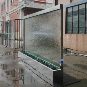 Fontaine murale d'eau intérieure avec miroir en verre et éclairage LED, décoration murale pour la maison, cascade murale - Product Image 4
