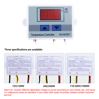 Contrôleur climatique numérique XH-W3001 Régulation de la température et de l'humidité avec double relais, pour incubateur serre couveuse