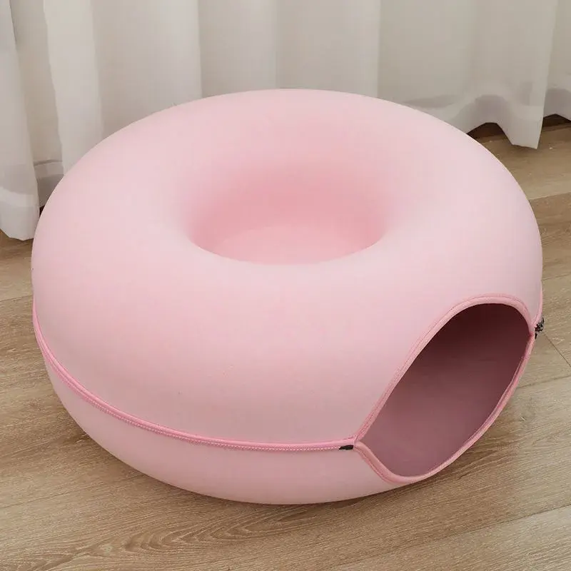 Casa para gatos con cremallera extraíble Cama universal para gatos Venta caliente Cama túnel para gatos con rosquilla redonda de fieltro