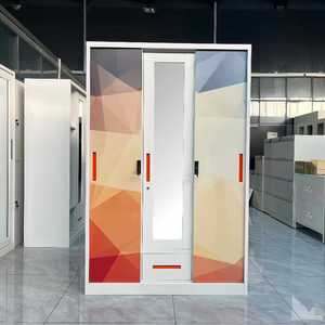Armoire en acier à 3 portes pour chambre à coucher, avec motif floral, casier métallique, armoire en fer, Almirah - Product Image 3
