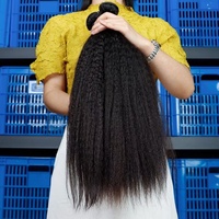 Lot de 3 mèches de cheveux humains Remy Kinky Straight avec closure, 100 % vierges brutes non traitées, qualité 9A, origine Brésilienne