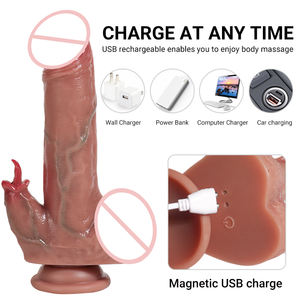 Dildo Realistis Bergetar 8,66 Inci Warna Cokelat dengan Mode Menjilat untuk Stimulasi Titik G Wanita, Stimulasi Ganda, Mainan Seks Dildo Zabawki - Product Image 5