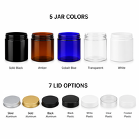 Pot en plastique PET de 50 ml à 250 ml avec couvercle, sans BPA, ambre, noir, bleu, transparent, pour crème, conteneur de stockage cosmétique