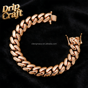 Collier chaîne cubaine en or rose hip-hop, acier inoxydable <span class=keywords><strong>de</strong></span> qualité supérieure/acier titane, style fin, plaqué or véritable - Product Image 4