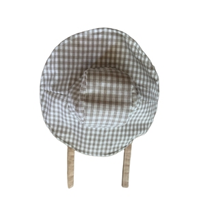 Sombrero de Sol de lino con estampado para bebé, personalizado, de alta calidad, a cuadros, doble playa, para niños - Product Image 5