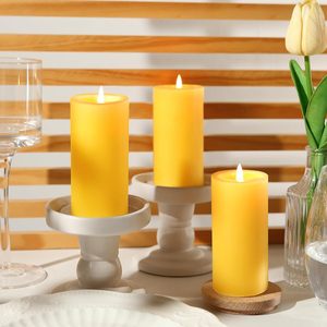 6 Pack Natural Beeswax Pillar <strong>Candles</strong> 100% Pure Beeswax-210 Hours <strong>Long</strong> <strong>Burning</strong> Unscented Dripless Smokeless Wedding Emergency - Product Image 6