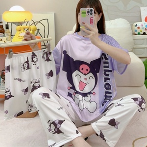 <span class=keywords><strong>Pigiama</strong></span> da <span class=keywords><strong>Donna</strong></span> in Tre Pezzi, Collo Tondo, Abbigliamento Casual per Casa, Estivo, con Stampe Cartoon, in Seta Artificiale, Stile Coreano, <span class=keywords><strong>Oversize</strong></span> - Product Image 6