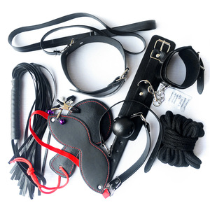 Sexy Alternative Leather Waterproof Eco-Friendly SM Adult Hairless 8-Piece <b>Bondage</b> Gear <b>Set</b> for Sex Toys - Product Image 1
