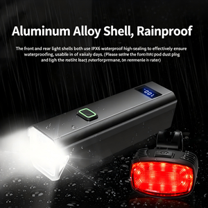 Lampe de vélo à double LED 200M haute luminosité rechargeable étanche IP65 pour cyclisme extérieur avec projecteur et éclairage large - Product Image 4