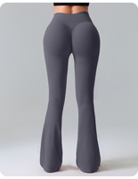 Pantalon de yoga antibactérien uni couleur chair, coupe évasée, taille haute, effet push-up, séchage rapide, pour sport, danse et micro-exercices