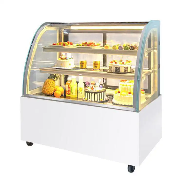 Bakery Shop Curved Glass 3 Layers Cake Display Showcase Supermarket Display Showcase Cake Display Refrigerator