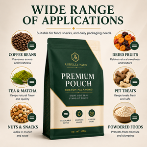 Kemasan Teh dan Camilan Premium Custom Print, Food Grade, Resealable, Zipper, Anti Lembab, Flat Bottom Bag, Eight Side Seal Pouch - Product Image 3