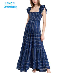 ชุดเดรสผ้าฝ้ายเนื้อหนาใส่สบาย แขนระบายแบบลำลอง ดีไซน์หรูหรา ไม่มีซับใน  สำหรับผู้หญิง - Product Image 2