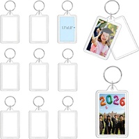 Porte-clés rectangulaire léger en acrylique numérique pour photo (1,3x2 pouces) – Mini cadre photo transparent personnalisable DIY