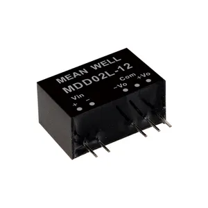 Mean Well konverter tidak teratur, MDD02L-15 2W 15V DC ke DC untuk Medis