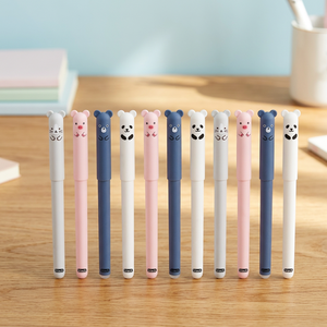 STELLAR PATH Stylo Gel Effaçable en Plastique Bleu Cristal à Pointe Fine 0,5 mm, Modèle Ours de Dessin Animé, Facile à Tenir, Idéal pour l'École et le Bureau - Product Image 3