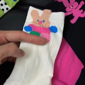 Women's Summer Cartoon <b>Socks</b> Mid-Calf <b>Breathable</b> Jacquard Korean Style Fashionable Thin Design - Product Image 3