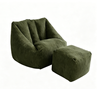 Fauteuil en velours côtelé avec petite éponge intégrée, canapé pouf compressé sous vide, canapé paresseux en tissu avec éponge pour la maison