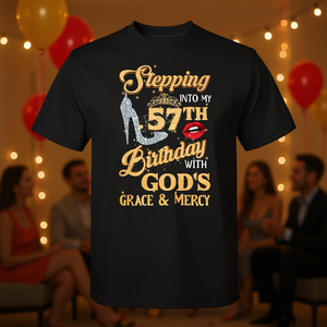 T-shirt God's Grace Mercy 57 à des fins promotionnelles, pour célébrer le 57e anniversaire et passer à la nouvelle année - Product Image 3