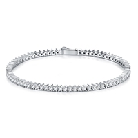 Bracelet tennis en moissanite, argent sterling 925, 8,8g, serti à griffes, coupe brillant ronde, chaîne à maillons pour femme