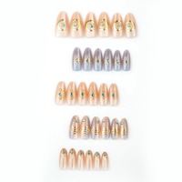 K151 Faux Ongles à Presser Œil de Chat Français Style Artisanat Totem Serpent Strass 3D Luxe 30 pièces En Stock MOQ1 Vente en Gros Application Facile