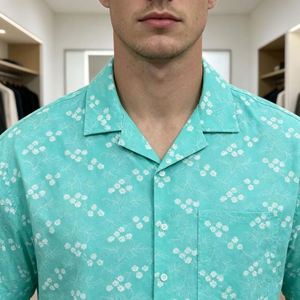 เสื้อฮาวายแบบขายส่ง ลายปักสไตล์อังกฤษ เสื้อชายหาดผู้ชาย คอปกแบบแบนด์คอลลาร์ - Product Image 2