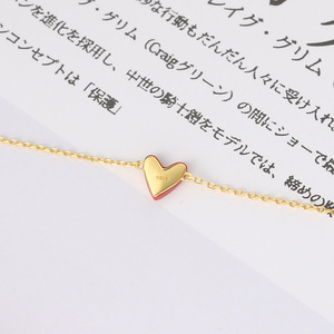 Pulsera de plata de ley 925 con corazón de amor, brazalete con abalorio de Coral rojo sintético, chapado en oro de 14K, precio bajo, venta al por mayor, HI065 - Product Image 4