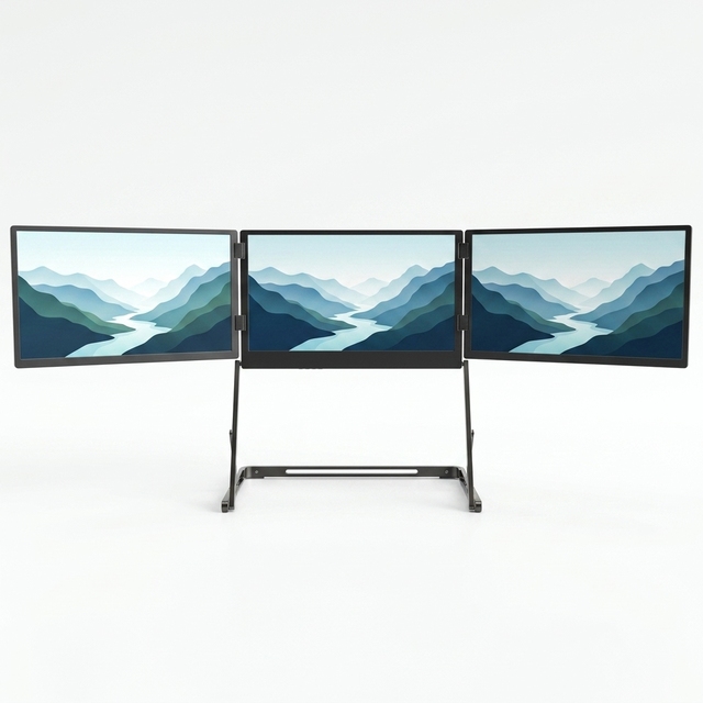 Triple Screen Monitor15.6'' FHD 1080P IPS Ultra-Thin Display USB-C Plug-Play Portable Triple Monitor for Laptop Mac Win