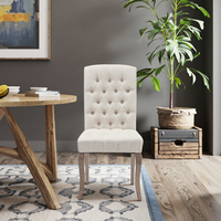 Chaise de salle à manger moderne à dossier capitonné, tissu en lin, meubles de table en bois, salon, cuisine, entrée, restaurant, matériau métallique durable