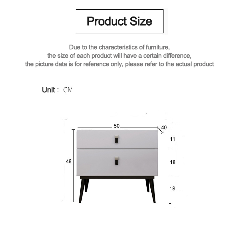European style white nightstand with black handles nightstand