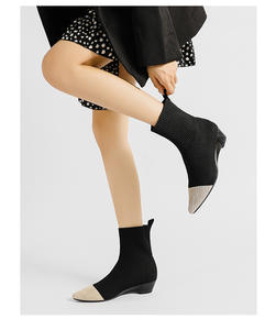 <span class=keywords><strong>Stivaletti</strong></span> da Donna in Tessuto a Rete <span class=keywords><strong>con</strong></span> Punta a Contrasto e Tacco a Zeppa Medio, Stile Casual <span class=keywords><strong>con</strong></span> Suola in Gomma - Product Image 3