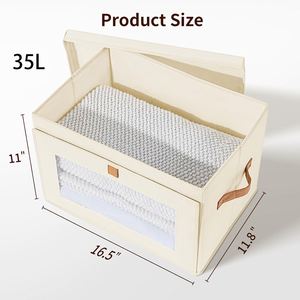 Fabric <b>Storage</b> <b>Boxes</b> with Lids Collapsible <b>Storage</b> Bins with Window Decorative Closet Organizers for Clothes Towels Books - Product Image 2