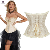 Nouvel Arrivage Corsage Vintage pour Femme Corselet Plus Size XXXXXXL Body en Dentelle Shapewear Abricot Rouge Zip à Volants Désossé Respirant